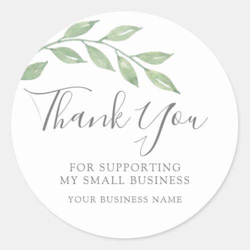 Greenery Calligraphy Thank You For Your Order Classic Round Sticker