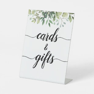 Greenery Calligraphy Wedding Cards and Gifts Pedestal Sign