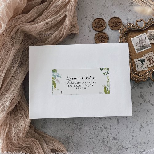 Greenery Calligraphy Wedding RSVP Address Label