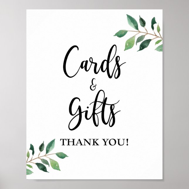 Greenery Cards & Gifts Wedding or Party Sign (Front)
