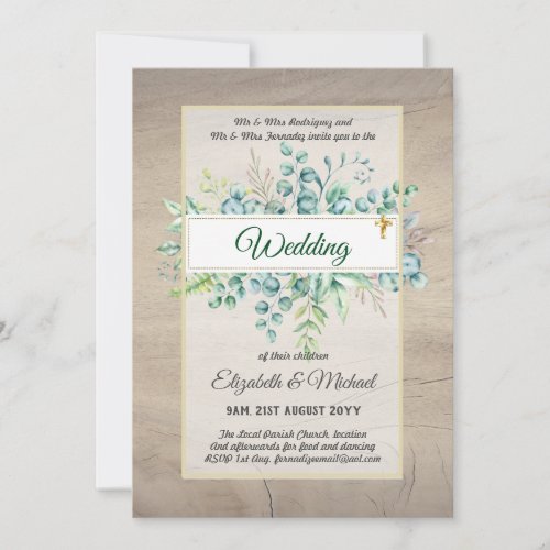 Greenery CATHOLIC Wedding Christian Budget Modern Invitation