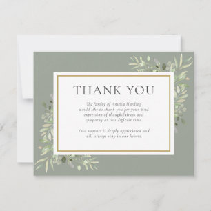 Greenery Celebration Of Life Funeral  Photo  Thank You Card