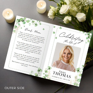 Greenery Celebration of Life with Foto Funeral Program