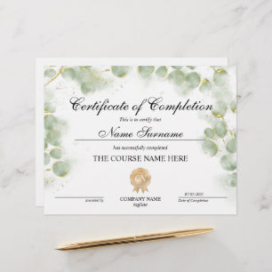 Greenery Certificate of Completion Award Course