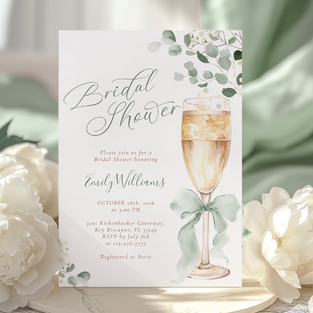 Greenery Champagne Bridal Shower Invitation (Creator Uploaded)