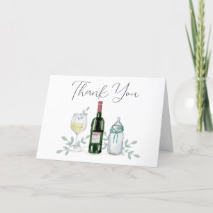 Greenery Champagne Sip & See Baby Shower Letterpress Thank You Card