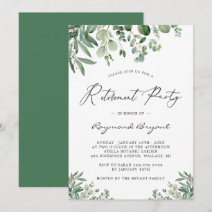 Greenery Chic Eucalyptus Leaves Retirement Party Invitation