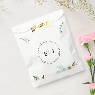 Greenery Chic Monogram Favor Boxes Favor Bag