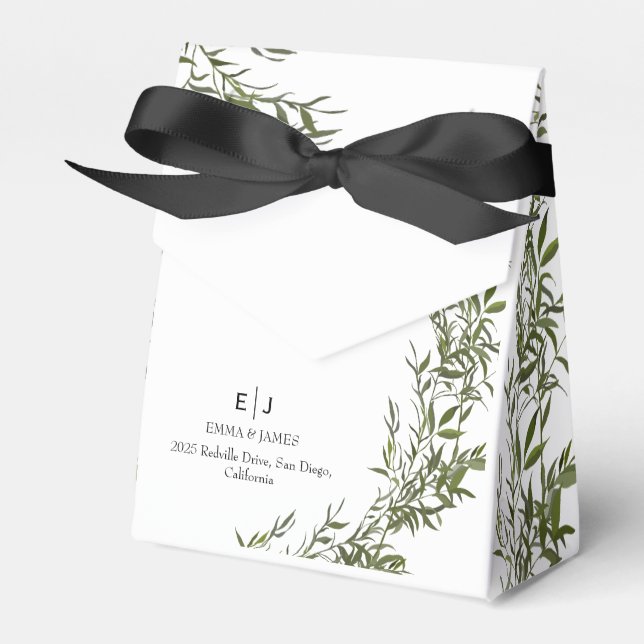 Greenery Chic Wedding Favor Boxes (Front Side)