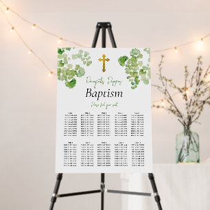Greenery Christening Baptism Seating Chart Foam Board