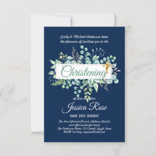 Greenery Christening Invites Baptism Bautizo Leafy