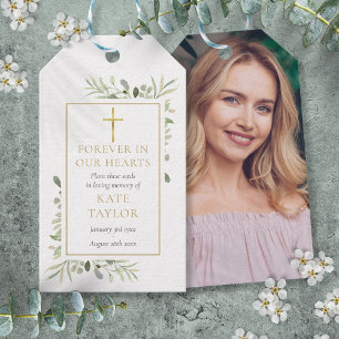 Greenery Christian Funeral Seed Packet Photo Gift Tags