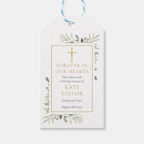 Greenery Christian Funeral Seed Packet Photo Gift Tags