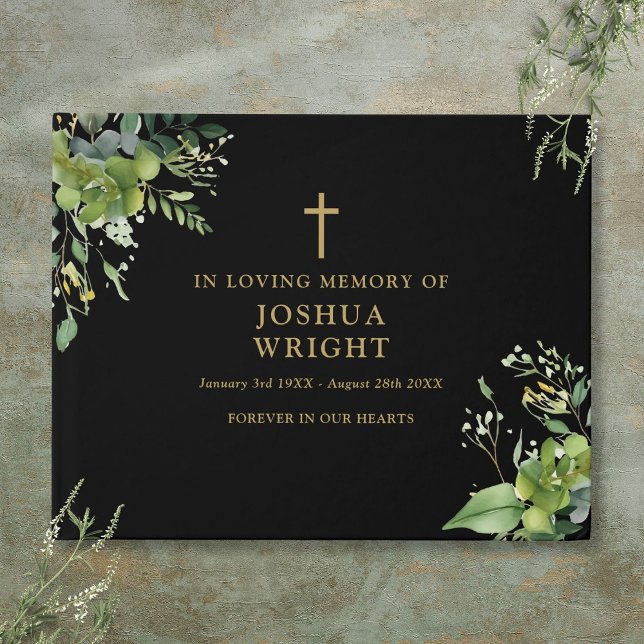 Greenery Christian In Loving Memory Funeral Guest Book (Greenery Christian In Loving Memory Funeral Guest Book)