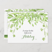 Greenery Clover Floral Bridal Shower Recipe Card (Front/Back)