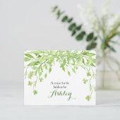 Greenery Clover Floral Bridal Shower Recipe Card (Standing Front)