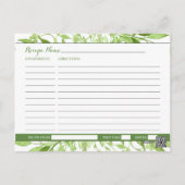 Greenery Clover Floral Bridal Shower Recipe Card (Back)