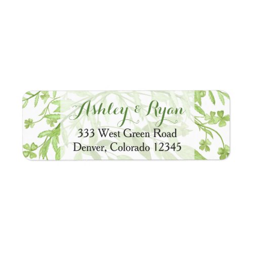 Greenery Clover Floral Wedding Address Label