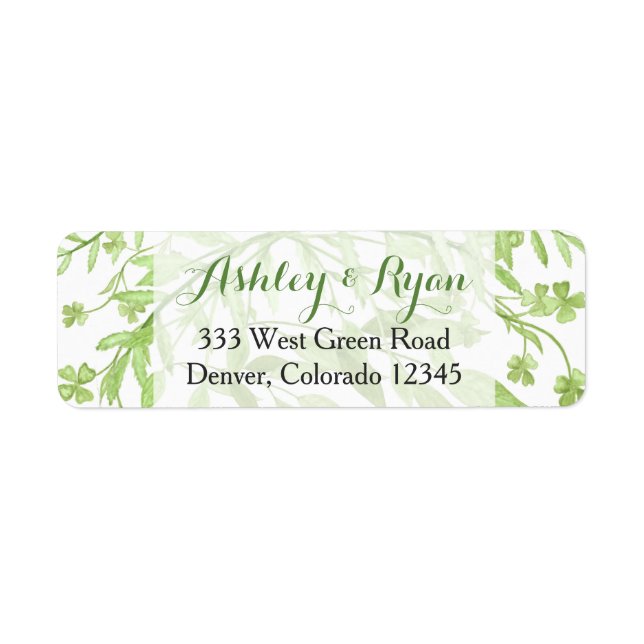 Greenery Clover Floral Wedding Address Label (Front)