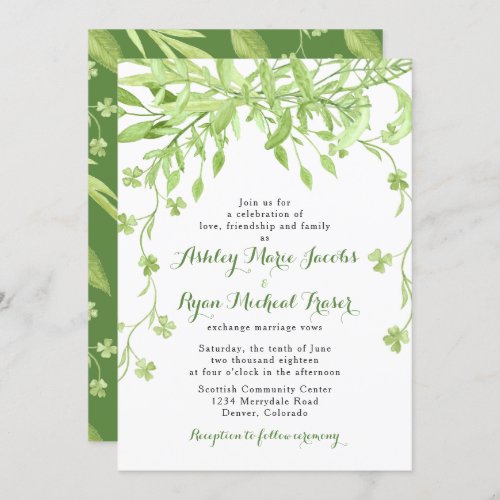 Greenery Clover Floral Wedding Invitation