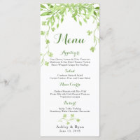 Greenery Clover Floral Wedding Menu