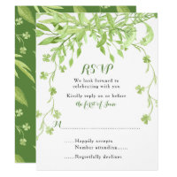 Greenery Clover Floral Wedding RSVP Card