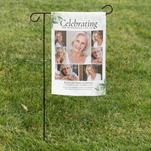 Greenery Collage Memorial Tribute Keepsake  Garden Flag