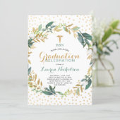 Greenery Confetti Nursing School Graduation Party Invitation (Standing Front)