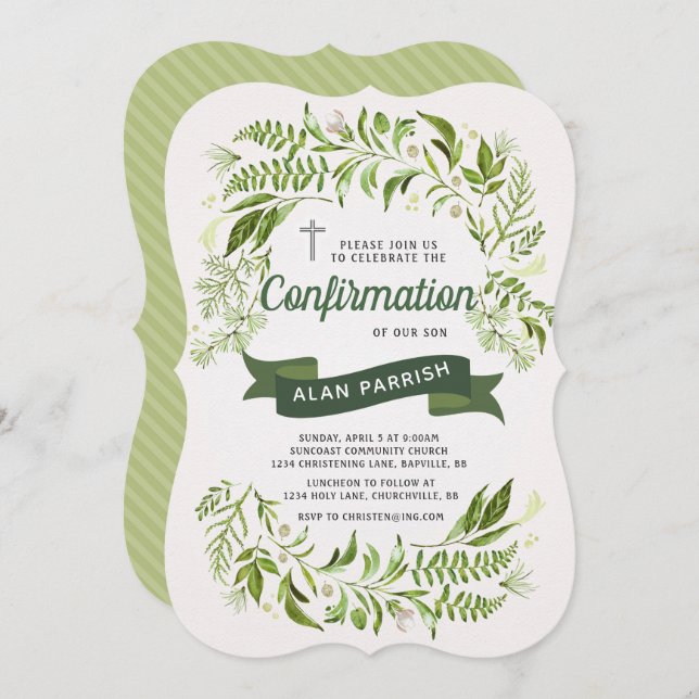 Greenery Confirmation Invitation (Front/Back)