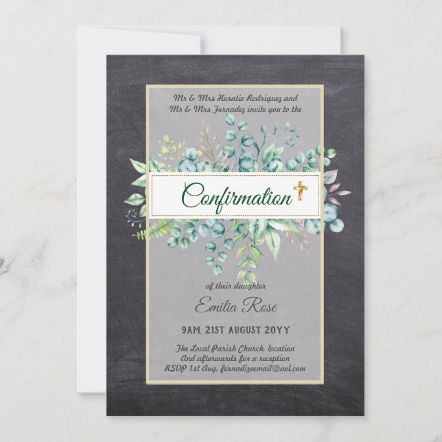 Greenery CONFIRMATION Invite Modern Double Sided (Front)