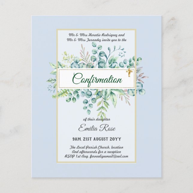 Greenery CONFIRMATION Invite Modern Double Sided Flyer (Front)