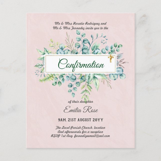 Greenery CONFIRMATION Invite Modern Double Sided Flyer (Front)