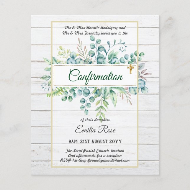 Greenery CONFIRMATION Invite Modern Double Sided Flyer (Front)