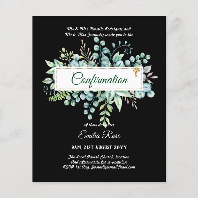 Greenery CONFIRMATION Invite Modern Double Sided Flyer (Front)