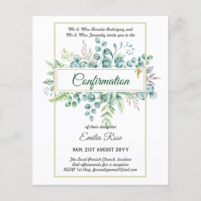Greenery CONFIRMATION Invite Modern Double Sided Flyer (Front)