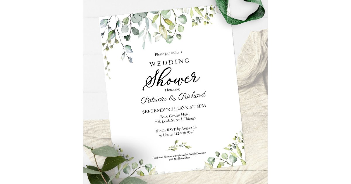 Greenery Couples Shower Budget Invitations | Zazzle