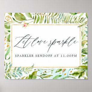 Greenery Crystal Wedding Let Love Sparkle Poster