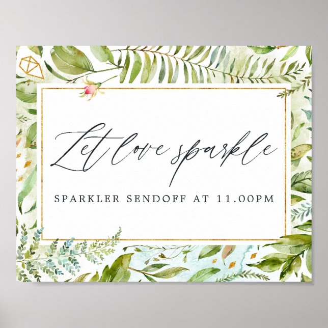 Greenery Crystal Wedding Let Love Sparkle Poster (Front)