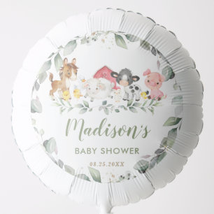 Greenery Cute Farm Animals Birthday Baby Shower Balloon