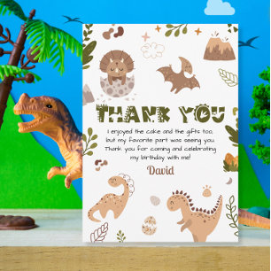 Greenery Cute Neutral Prehistoric Dinosaur Thank You Card