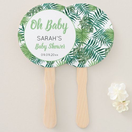 Greenery Cute Tropical Leaf Baby Shower Hand Fan