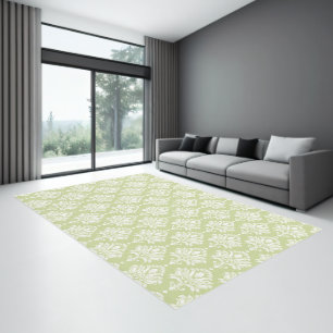 Greenery Damask Floral Area Rug