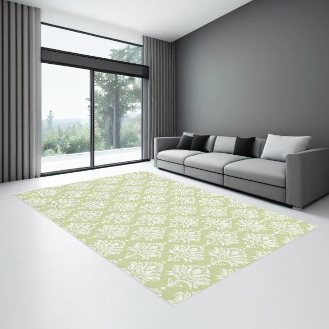 Greenery Damask Floral Area Rug (Insitu (Indoor 3))