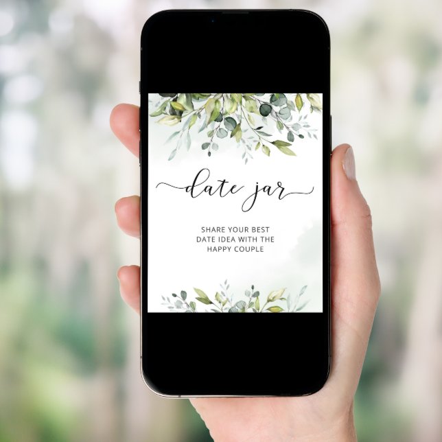 Greenery date night ideas. Date jar bridal game Poster (Front Digital)