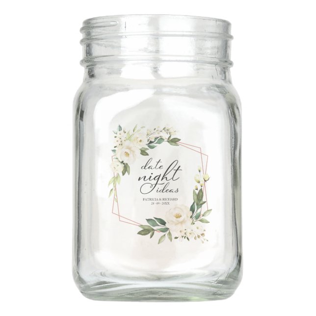 Greenery Date Night Jar Bridal Shower Wedding Jar (Front)