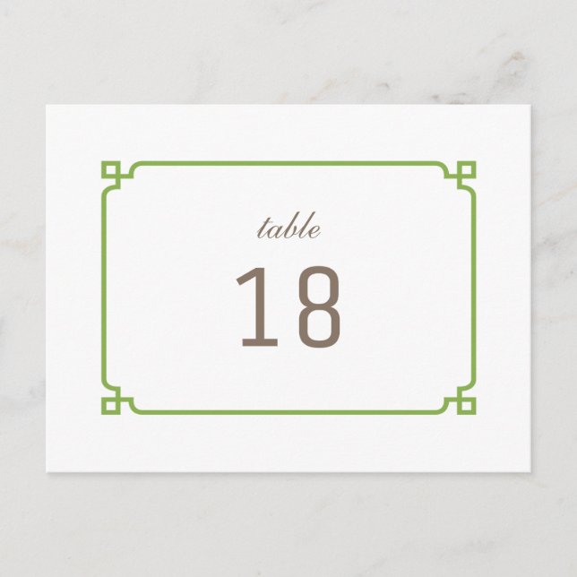 Greenery Deco Chic Table Number Postcard (Front)