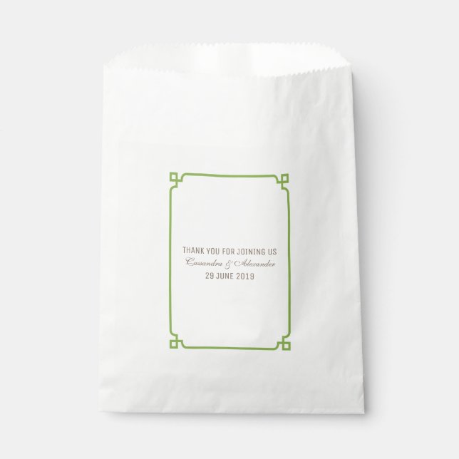 Greenery Deco Chic Wedding Favor Bag (Front)