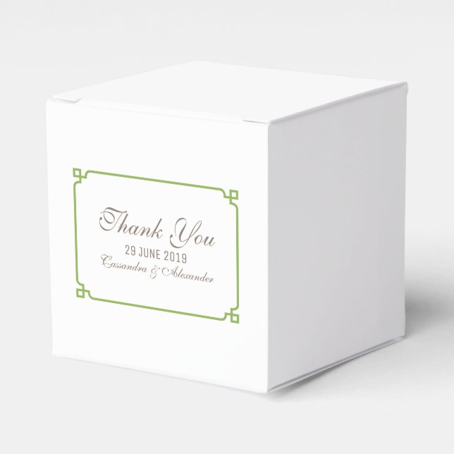 Greenery Deco Chic Wedding Favor Boxes (Front Side)