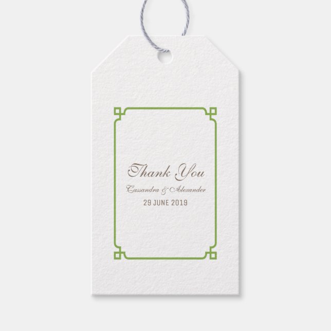 Greenery Deco Chic Wedding Gift Tags (Front)