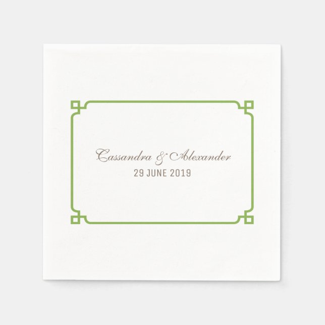 Greenery Deco Chic Wedding Napkins (Front)